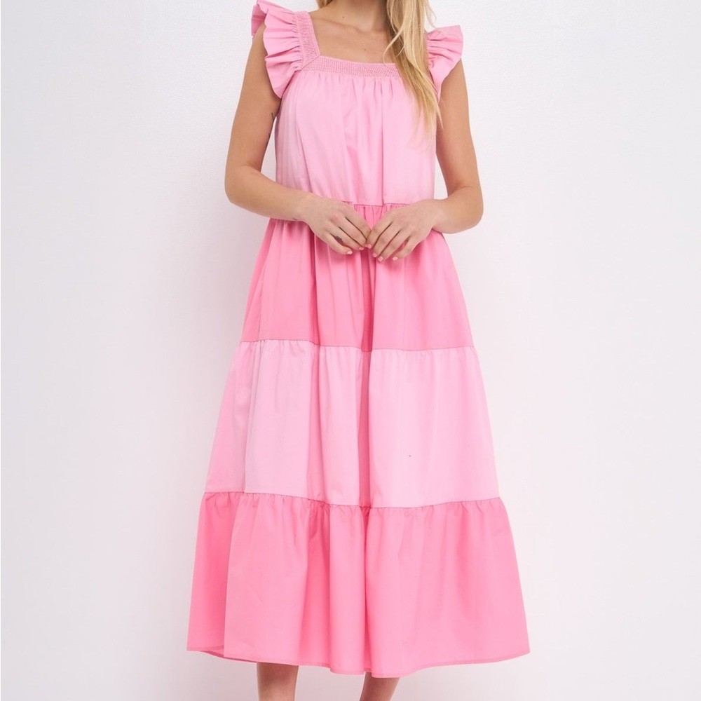 English Factory M colorblock dress pink